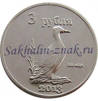 Монета 3 рубля 2013. Uria aalge / Курильские острова. Кунашир